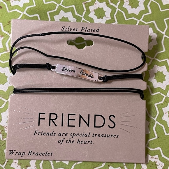 Black Wrap Silver Plated Bracelet “Forever Friends”. NWT - Picture 2 of 4